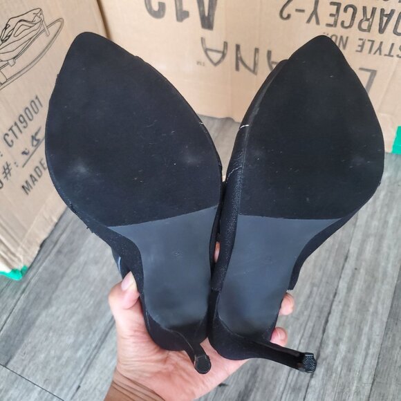 Liliana womens ankle booties Black Studded Peep Toe zipper closure high Sz 7.5 - Picture 11 of 13